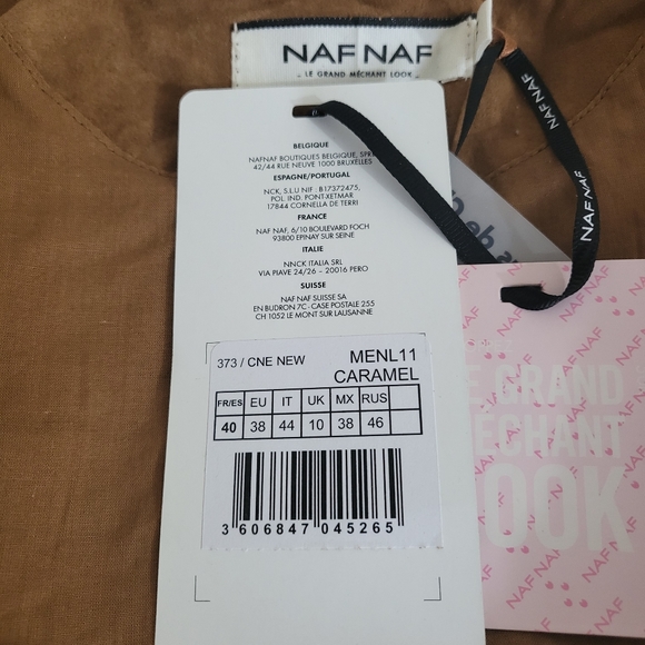 NAF NAF Suede Caramel Brown Biker Jacket NWT 8 - Picture 9 of 12